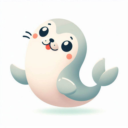 Cute cartoon seal isolated on a white background. Vector illustration.のイラスト素材