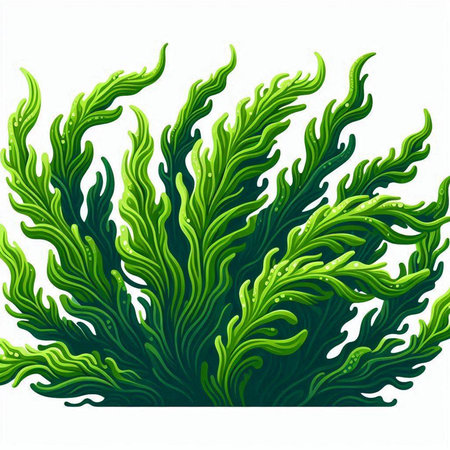 Illustration of a green seaweed isolated on a white background.のイラスト素材