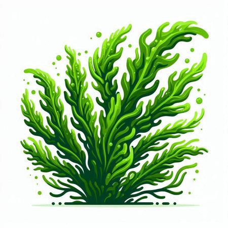 Green seaweed isolated on white background. Vector illustration of underwater plant.のイラスト素材