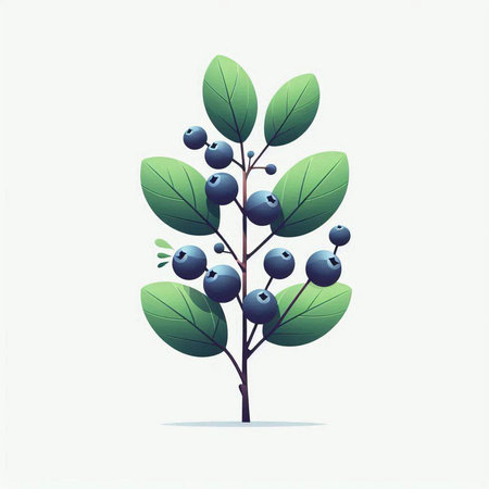 Blueberry tree isolated on white background. Vector illustration. Eps 10.のイラスト素材
