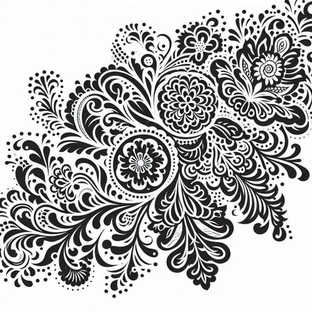 Black and white floral ornament on white background. Vector illustration for your designのイラスト素材