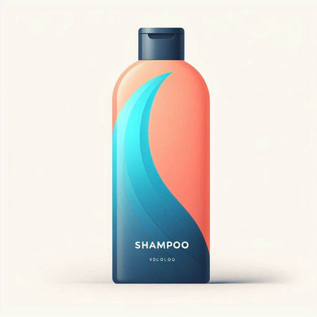 Vector illustration of shampoo bottle with blue and red color. Shampoo bottle.のイラスト素材