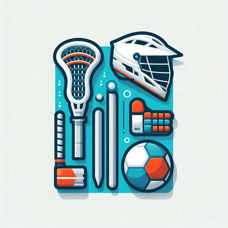 Set of sport equipment in flat style. Hockey, hockey, ice hockey, hockey, hockey, football, hockey. Vector illustrationのイラスト素材