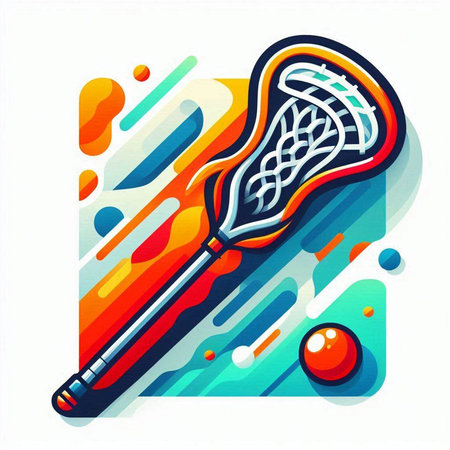 Cricket racket and ball on colorful background. Vector illustration.のイラスト素材