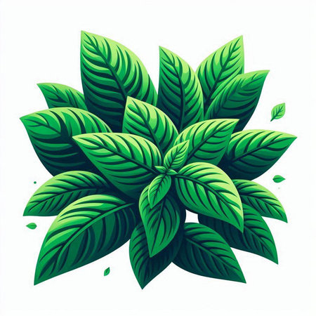 Green leaves on a white background. Vector illustration. Eps 10.のイラスト素材