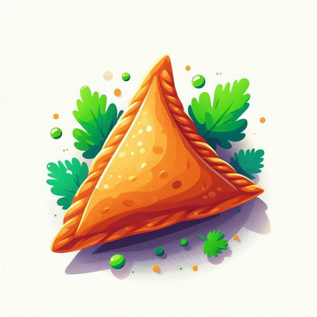 Illustration of a traditional indian samosas. Vector illustration.のイラスト素材