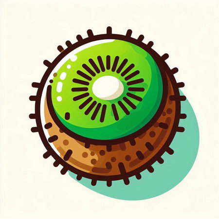 Kiwi fruit icon. Vector illustration of cartoon kiwi.のイラスト素材