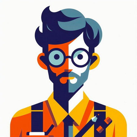 Portrait of a man with glasses and a beard. Vector illustration.のイラスト素材