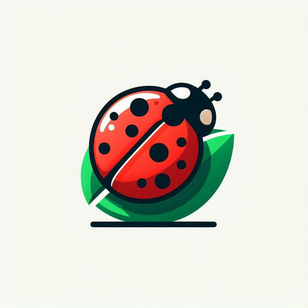 Cute ladybug logo. Vector illustration. Isolated on white background.のイラスト素材