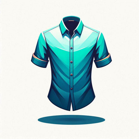 Vector illustration of a blue shirt on a white background with shadow.のイラスト素材