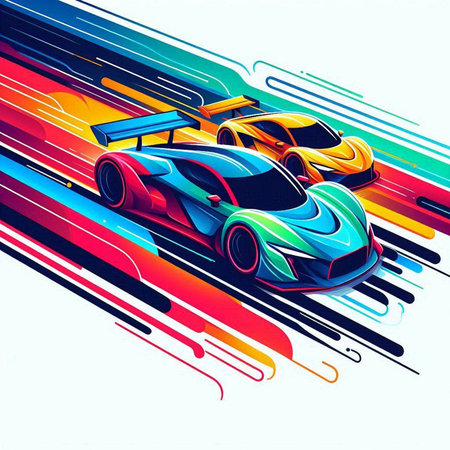 Abstract racing car on colorful background. Vector illustration. Eps 10.のイラスト素材