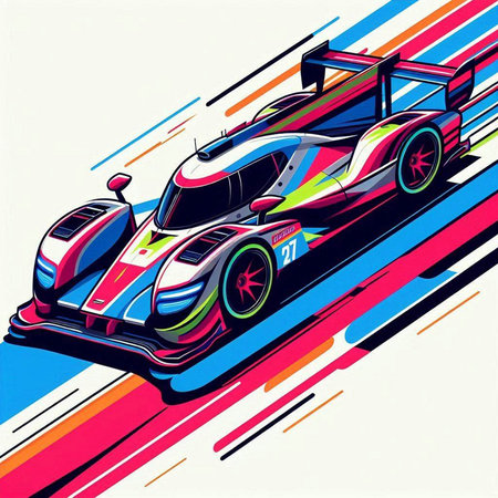 Abstract Race car on a colorful background. Vector illustration. Eps 10のイラスト素材