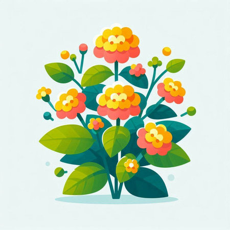 Flower bouquet with green leaves and orange flowers. Vector illustration.のイラスト素材