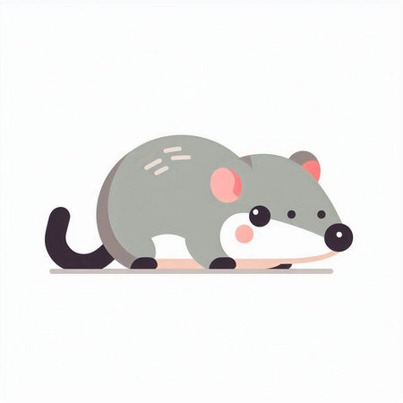 Illustration of a cute rat on a white background, vector illustrationのイラスト素材