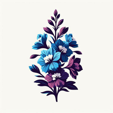 Beautiful vintage floral background with blue and violet flowers. Vector illustration.のイラスト素材