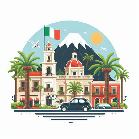 Vector illustration of the famous Plaza de Espana in Seville, Spainのイラスト素材