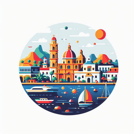Vector illustration of Venice, Italy. Flat style design for web and print.のイラスト素材