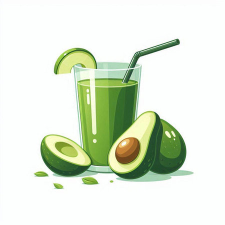 Avocado juice isolated on white background. Vector illustration. Eps 10.のイラスト素材