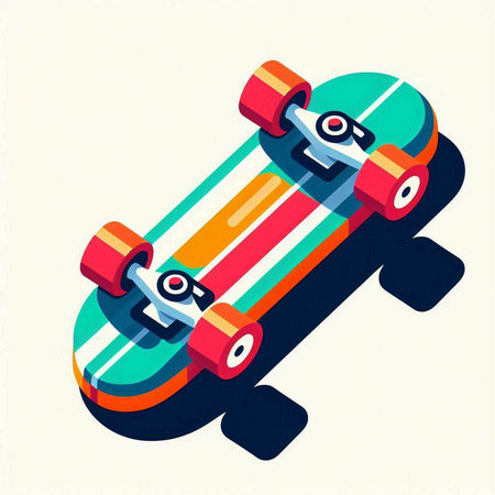 Isometric skateboard icon. Vector illustration of a skateboard.のイラスト素材