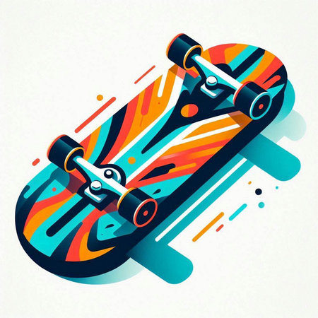 Skateboard on colorful background. Vector illustration. Eps 10.のイラスト素材
