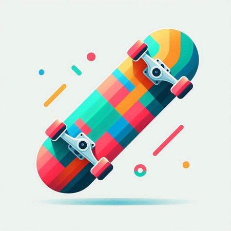 Colorful skateboard on colorful background. Vector illustration. Eps 10のイラスト素材