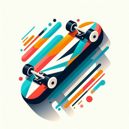 Skateboard icon on colorful background. Vector illustration. Eps 10.のイラスト素材