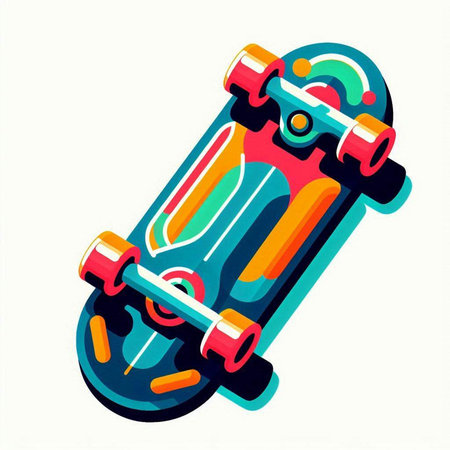 Skateboard icon in isometric 3d style on white backgroundのイラスト素材