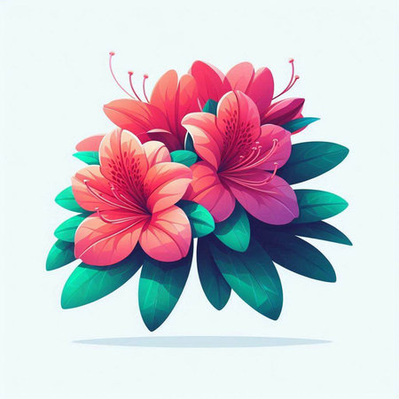 Bouquet of pink rhododendrons. Vector illustration.のイラスト素材