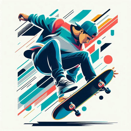 Vector illustration of a skateboarder in action. Skateboarder in action.のイラスト素材