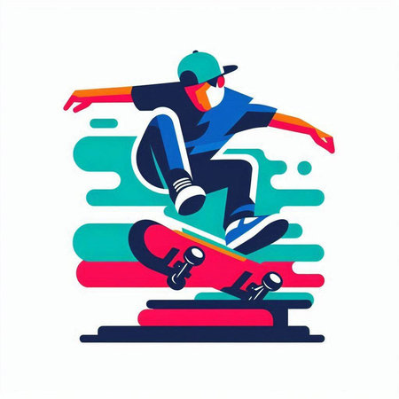Skateboarder riding a skateboard. Extreme sport. Vector illustration.のイラスト素材