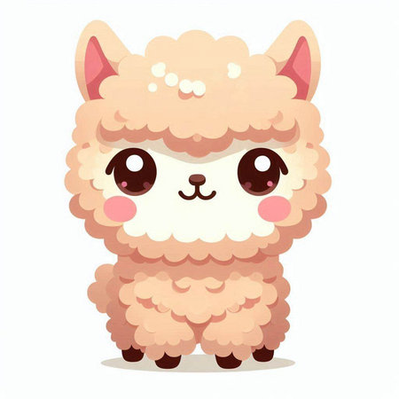 Cute cartoon alpaca isolated on white background. Vector illustration.のイラスト素材