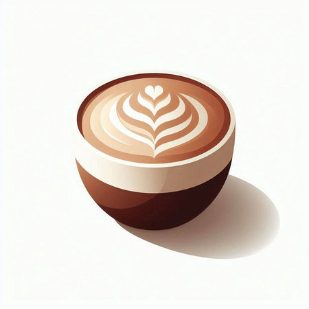 Coffee cup with latte art. Vector Illustration.のイラスト素材