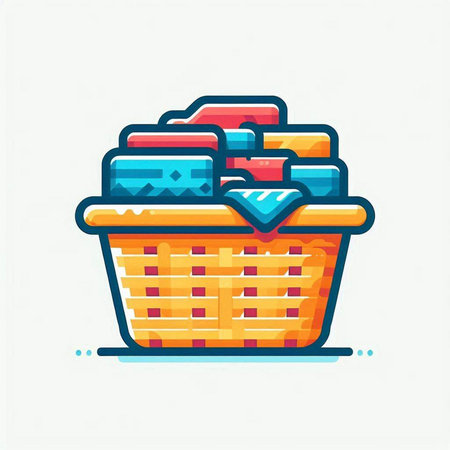 Laundry basket icon in flat style. Vector illustration. Laundry basket icon.のイラスト素材