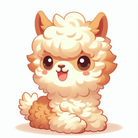 Cute cartoon alpaca isolated on white background. Vector illustration.のイラスト素材