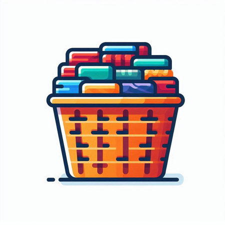 Basket with books. Vector illustration of a basket with books.のイラスト素材