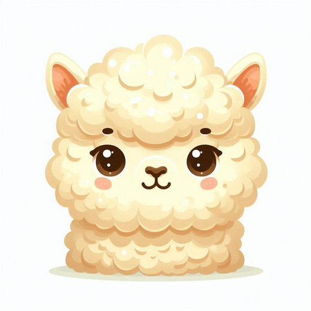 Cute cartoon alpaca isolated on white background. Vector illustration.のイラスト素材