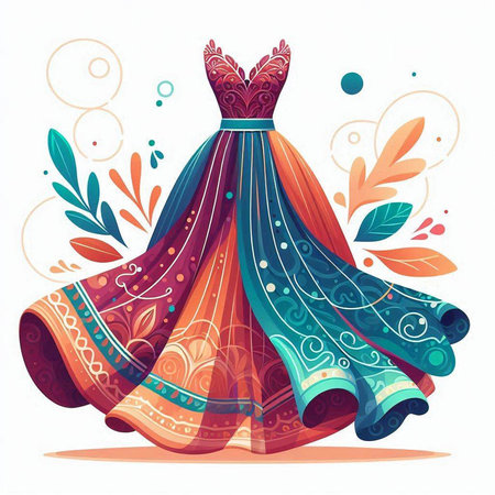 Wedding dress design with floral ornament. Vector illustration. Eps 10のイラスト素材