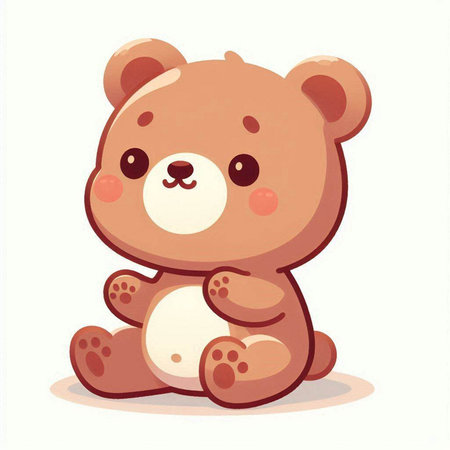 Cute teddy bear sitting on white background. Vector illustration.のイラスト素材