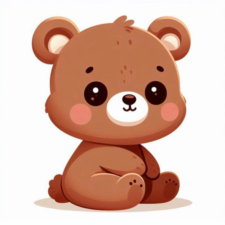 Cute teddy bear sitting on white background. Vector illustration.のイラスト素材