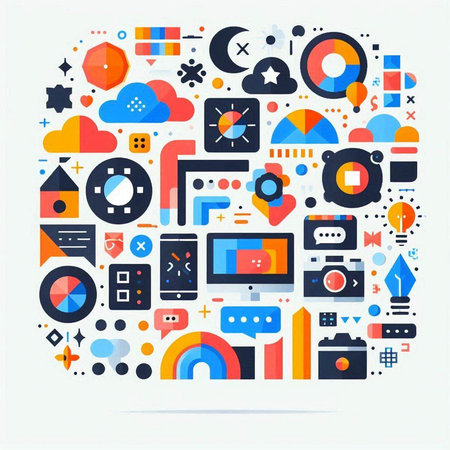 Flat design modern vector illustration concept of cloud computing technology with icons.のイラスト素材