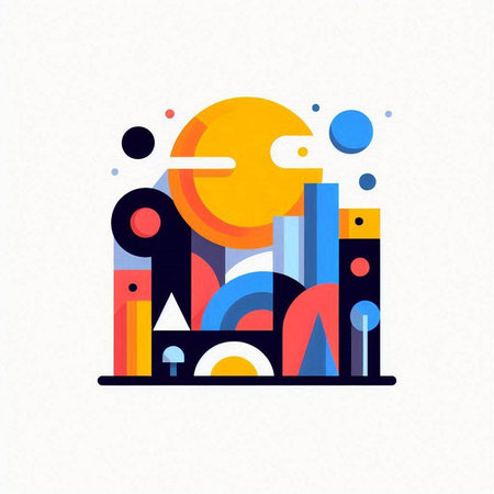 Abstract geometric shape with colorful background. Modern minimal style. Vector illustration.のイラスト素材