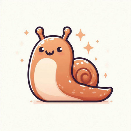 Cute cartoon snail on white background. Vector illustration in flat style.のイラスト素材