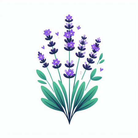 Lavender flower bouquet. Vector illustration isolated on white background.のイラスト素材