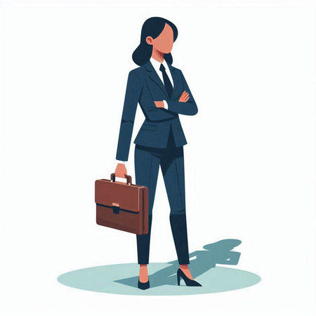 Businesswoman with briefcase. Vector illustration in a flat style.のイラスト素材