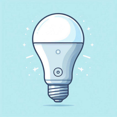 Vector illustration of lightbulb on blue background. Idea concept.のイラスト素材