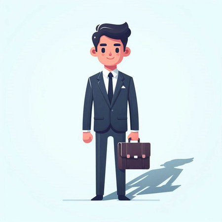 Businessman with briefcase. Vector illustration in flat cartoon style.のイラスト素材