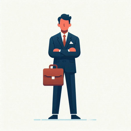 Businessman with briefcase. Vector illustration in a flat style.のイラスト素材