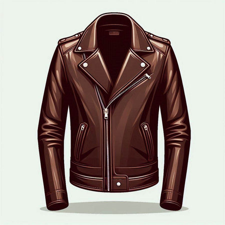 Brown leather jacket isolated on white background. Vector illustration of a leather jacket.のイラスト素材