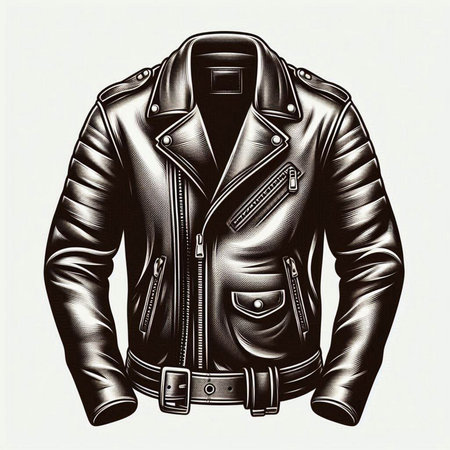 Men's leather jacket on a white background. Vector illustration for your designのイラスト素材