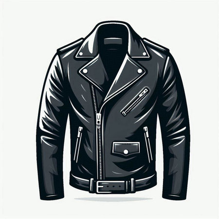 Vintage leather jacket isolated on a white background. Vector illustration.のイラスト素材
